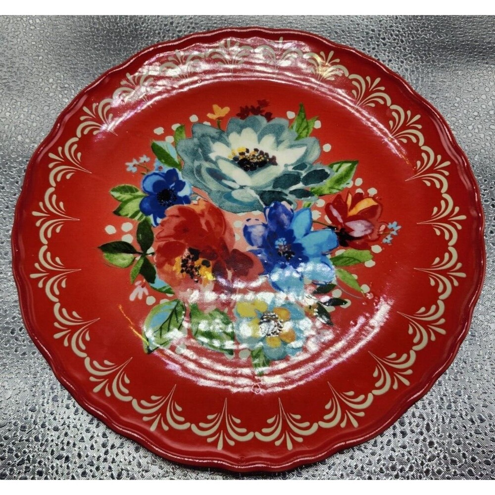 The Pioneer Woman Melody Red Floral Dessert/Salad/Small Plate (Set of 5) 8.5" - Picture 16 of 16